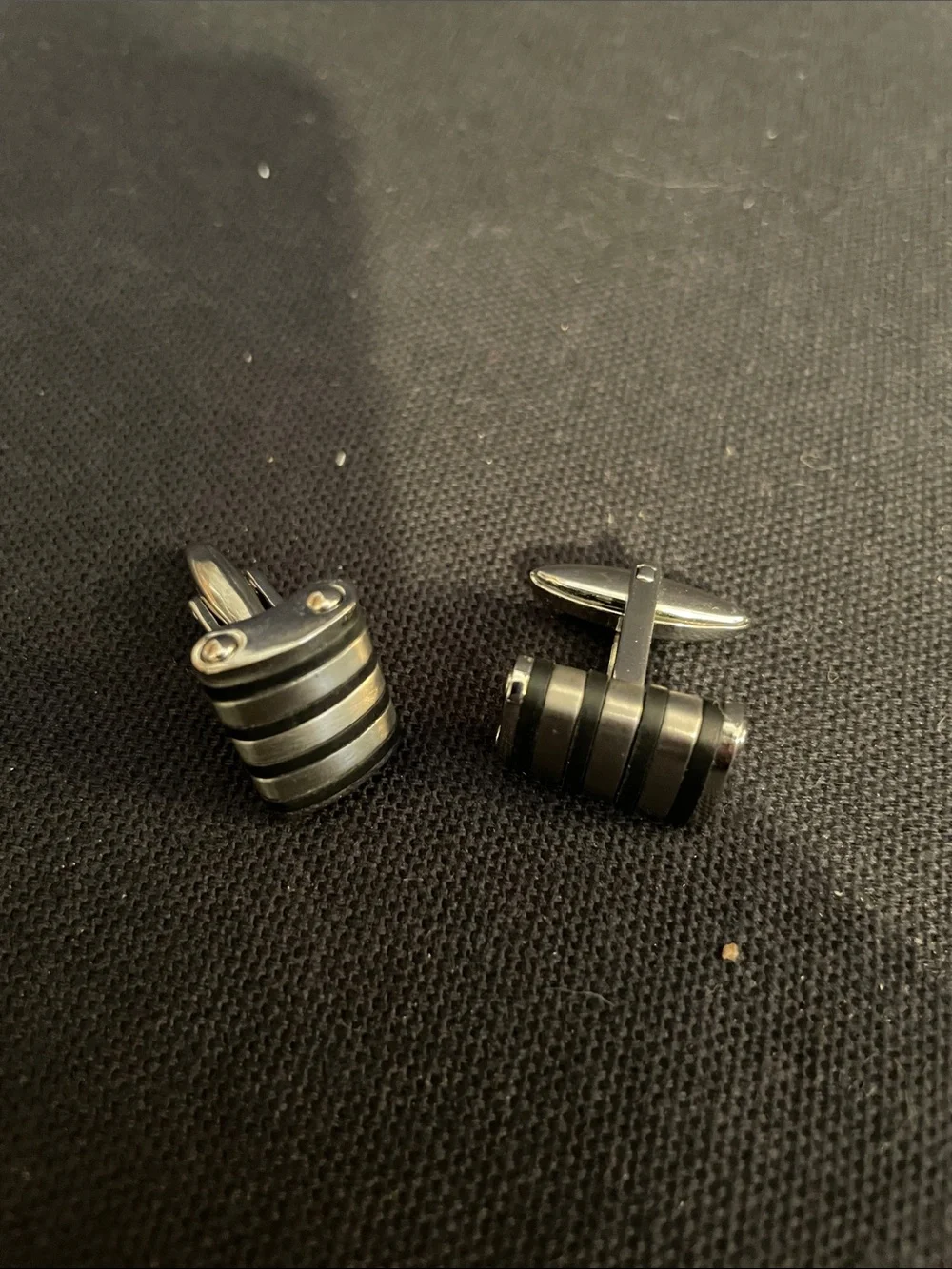 Men's Black and Gunmetal Stripe Cufflinks